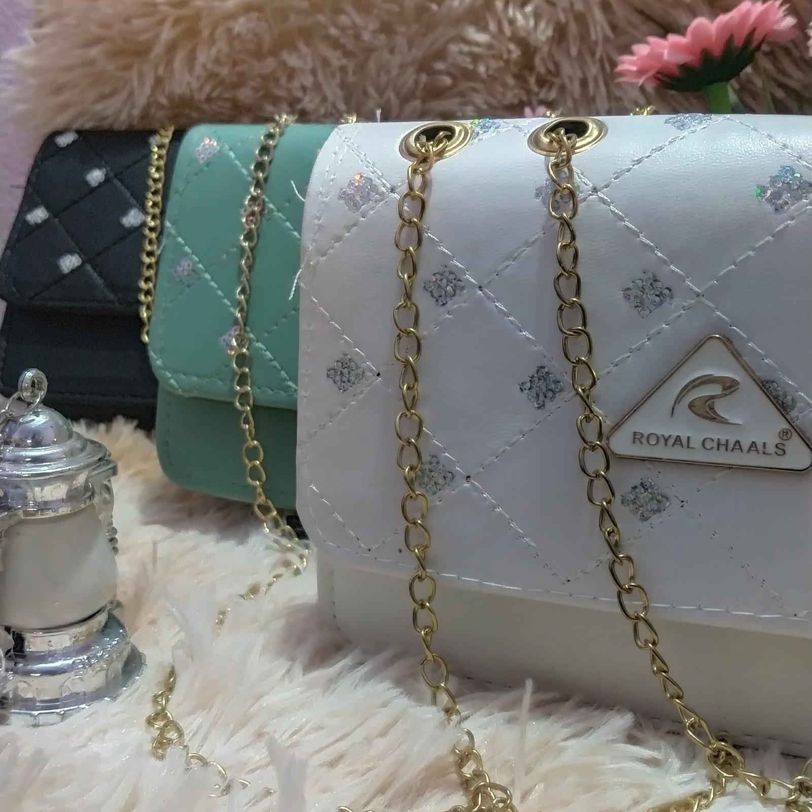 Royal Chaals Premium Quilted Chain Sling Bag for Women