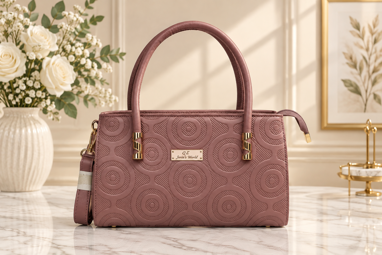 Premium Circle Pattern Women's Handbag | Elegant Shoulder & Crossbody Bag